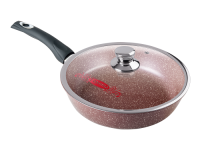 Сковорода ф240 h65 с пласт ручкой с крышкой шоколад Горница(47)