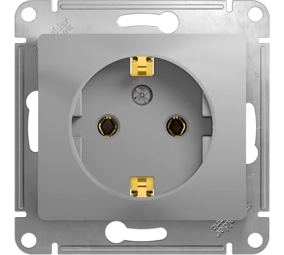 Розетка механизм 1-мест с/з алюминий Glossa