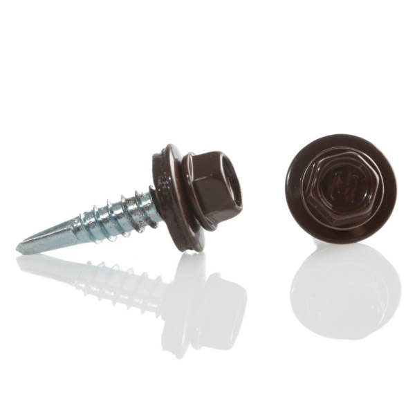 Саморез кровельный RAL8017 4,8х29 дерево  50шт шоколадно-коричневый Daxmer