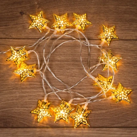 Гирлянда Звезды 1,2м прозрачный ПВХ/теплый свет солн.батарея IP20 Neon-Light