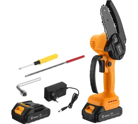 Пила цепная аккумуляторная 100мм 20В 2.0Ач DKCHS 20-4 Deko(138)