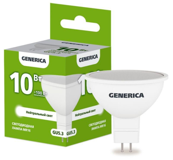 Лампа светодиодная  8,0W GU5.3 Led 4000К Generika