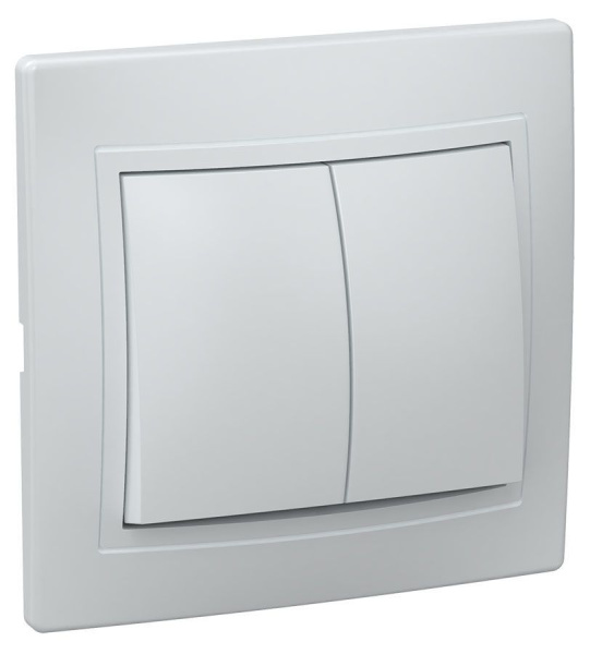 Выключатель 2-кл белый Кварта IEK
