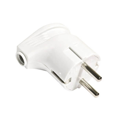 Вилка 16А угловая белая с з/к IP20 IN HOME