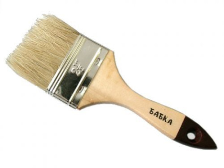 Кисть плоская 63х13мм деревянная ручка натуральный ворс Бабка Малярная Сказка 888