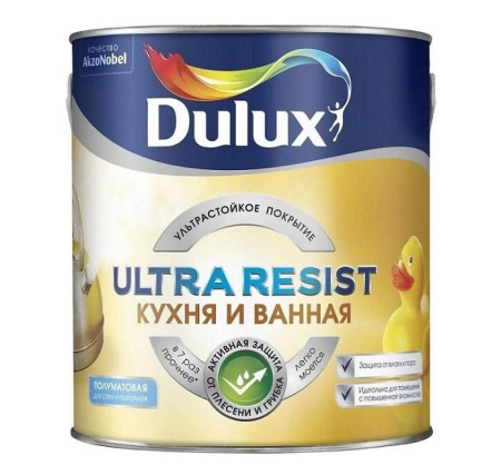 Краска Dulux Ultra Resist для кухни и ванной матовая 2,5л BW@---